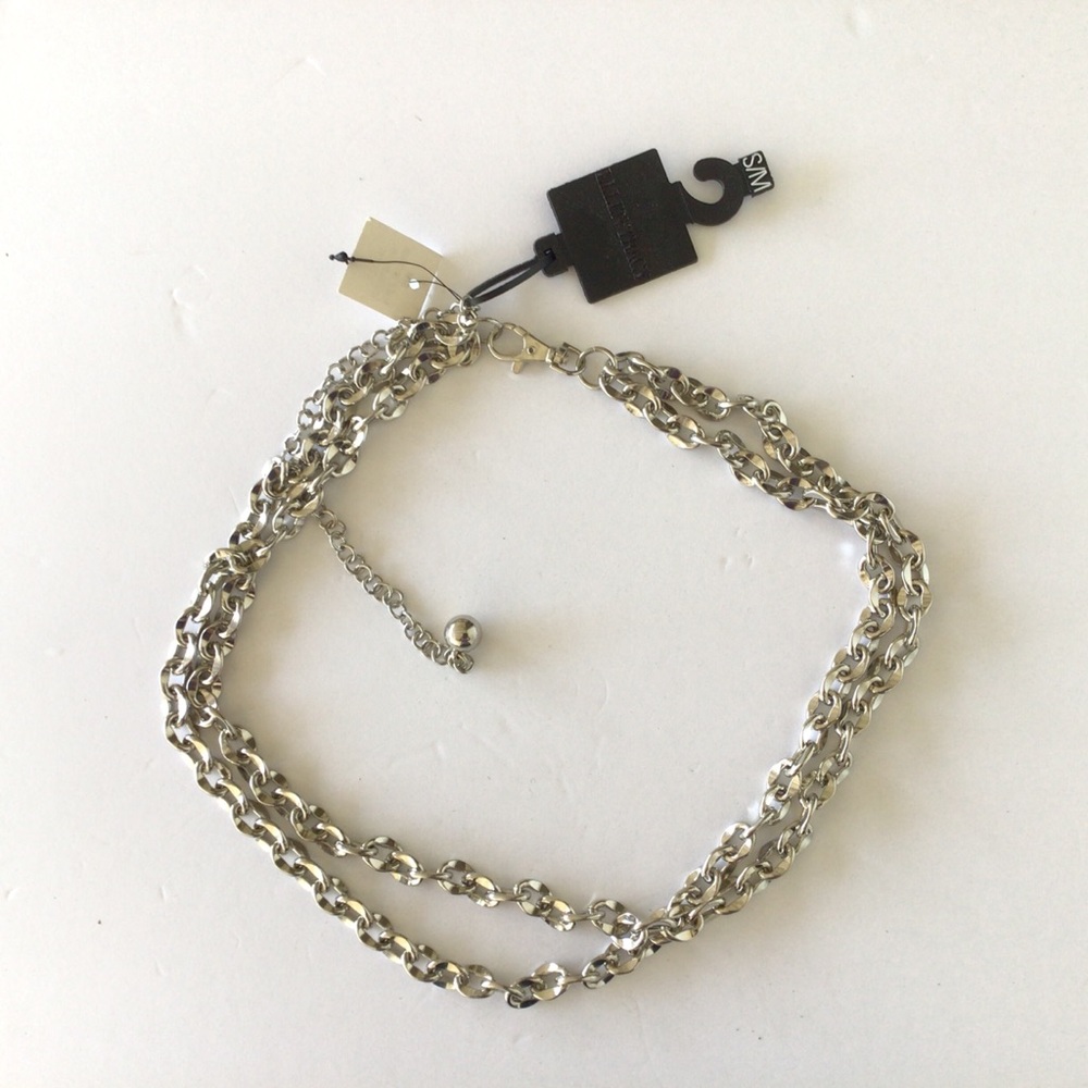 ELLEN TRACY SILVER CHUNKY METAL CHAIN BELT NWT SIZE SMALL/MEDIUM